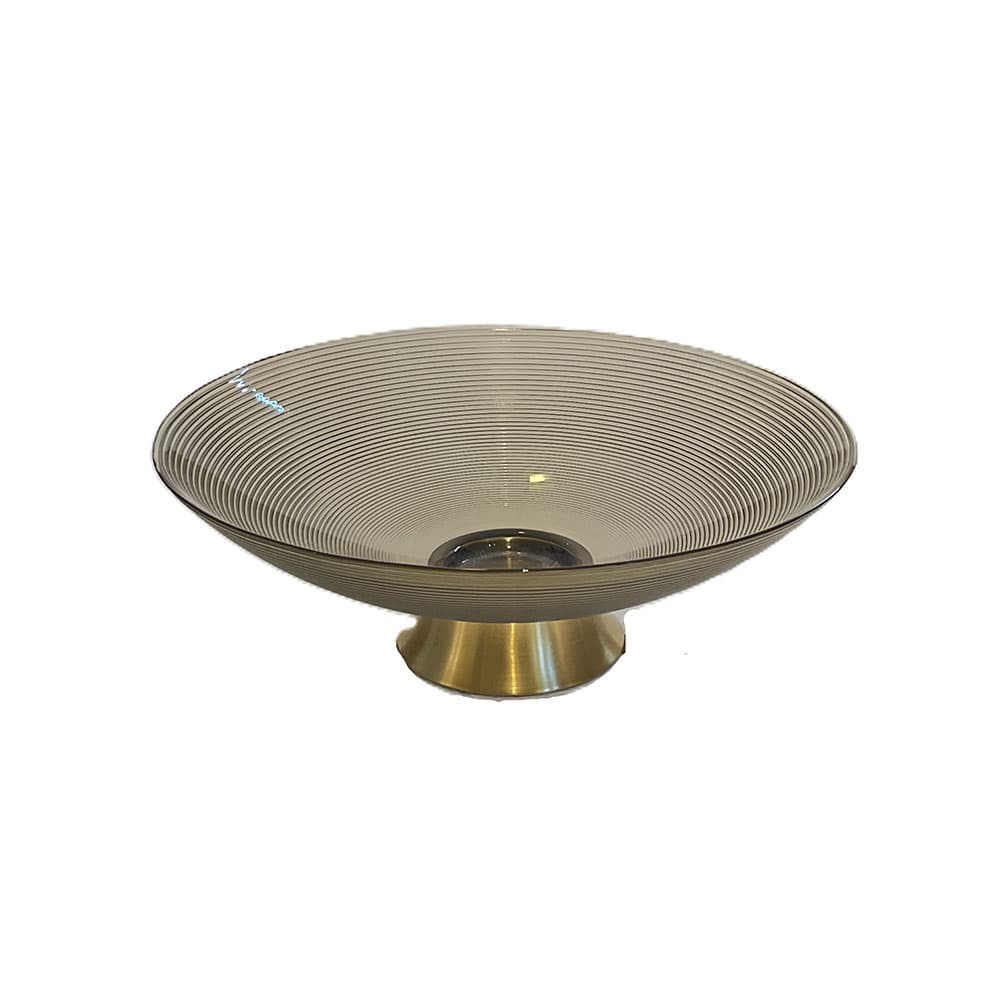 ظرف میوه پایه دار شیشه کبریتی پایه برنجی بزرگ