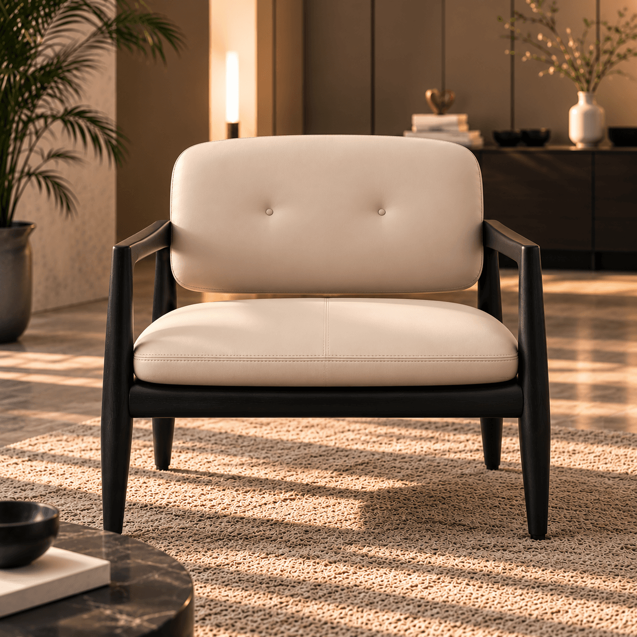 Warm Minimalist Armchair Interior.png